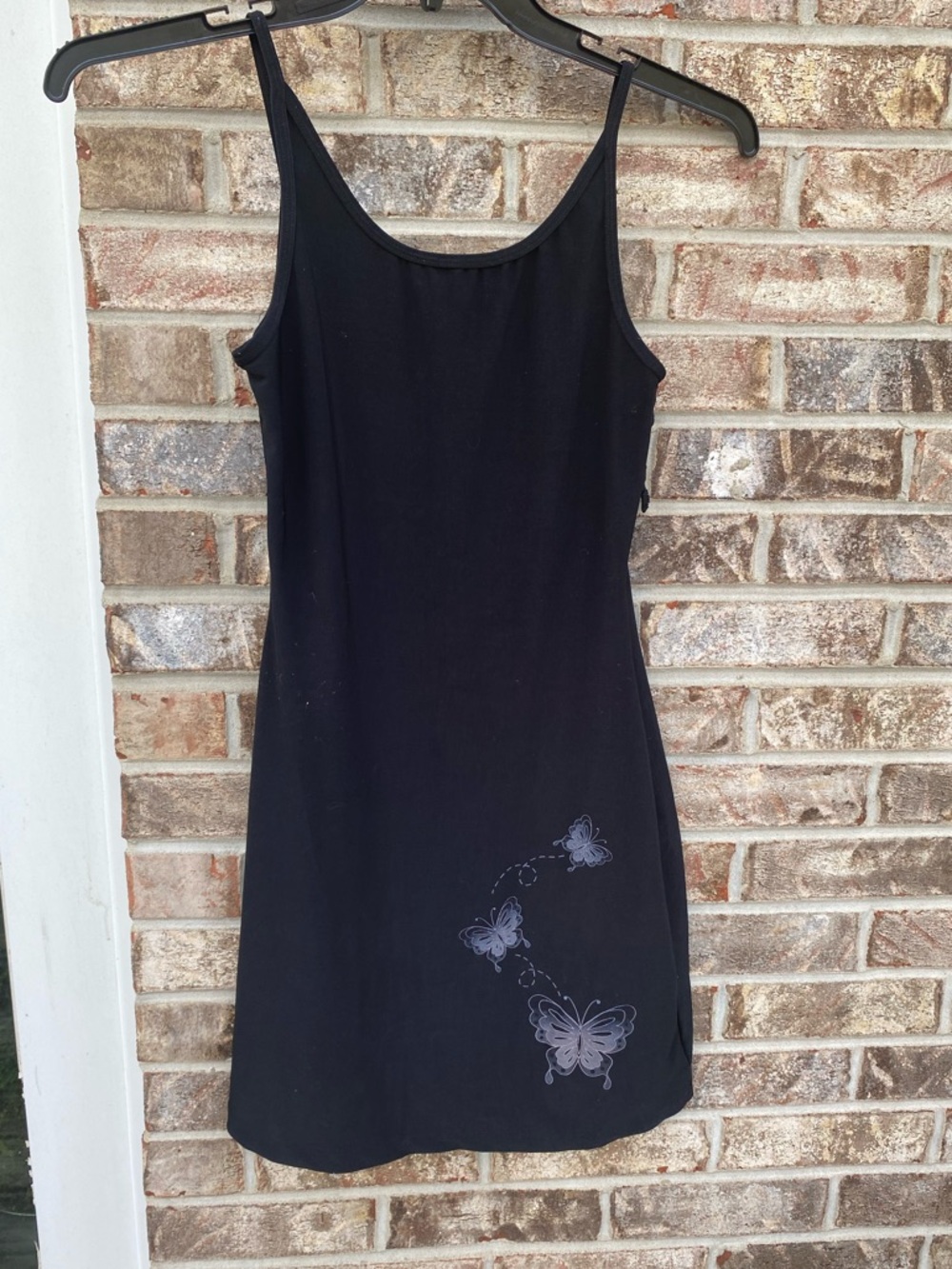 Vintage Y2K 90s Black Fairycore Goth Mini Dress With Butterfly Detail